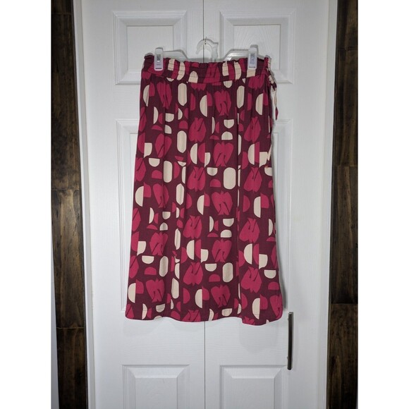 White Stuff Side Tie Midi Skirt - Pink Birds - UK 12 - Picture 1 of 7